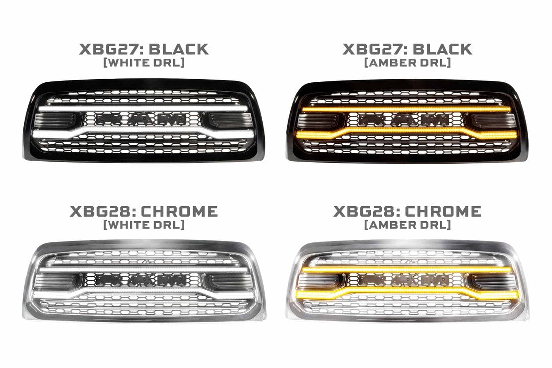 2013-2018 Dodge Ram White Amber LED DRL XBG Grill Light Assembly - AutoLEDTech.com