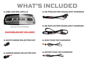 2013-2018 Dodge Ram White Amber LED DRL XBG Grill Light Assembly - AutoLEDTech.com