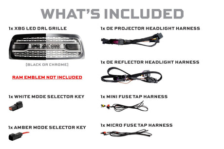 2013-2018 Dodge Ram White Amber LED DRL XBG Grill Light Assembly - AutoLEDTech.com