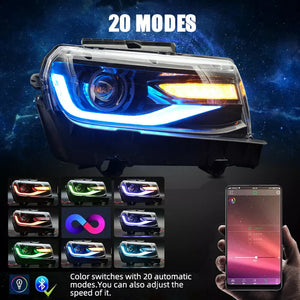 2014-2015 Chevrolet Camaro LED DRL Projector Headlights - 2016+ Style Design - AutoLEDTech.com