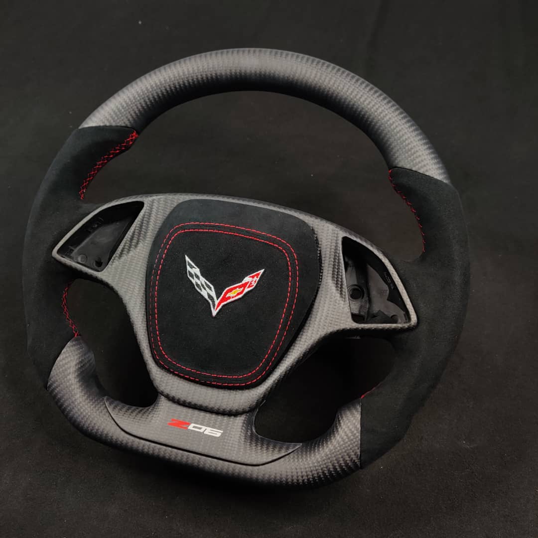 2014-2019 C7 Corvette Carbon Fiber Steering Wheel w/ LED RPM Display - AutoLEDTech.com