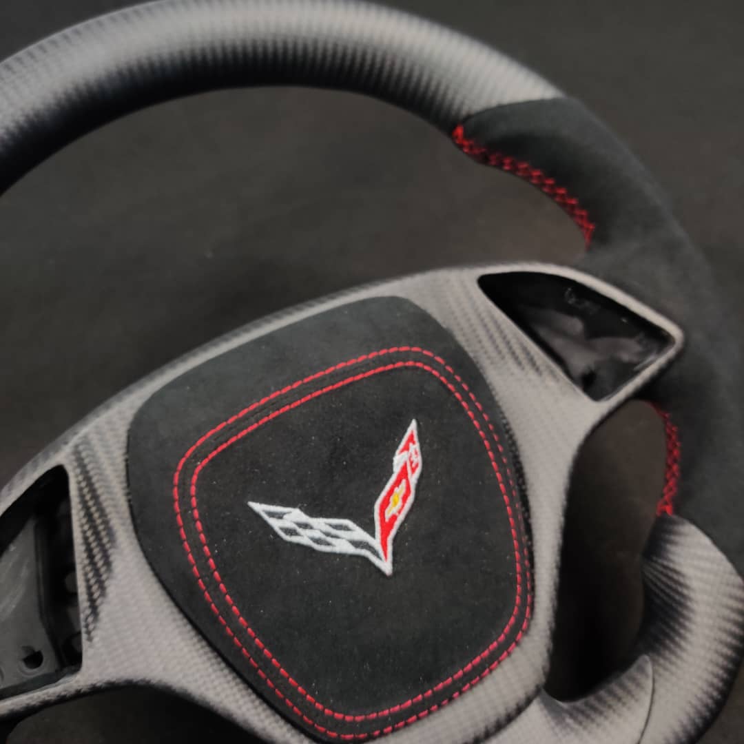 2014-2019 C7 Corvette Carbon Fiber Steering Wheel w/ LED RPM Display - AutoLEDTech.com
