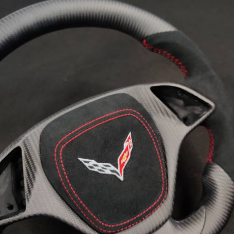 2014-2019 C7 Corvette Carbon Fiber Steering Wheel w/ LED RPM Display - AutoLEDTech.com
