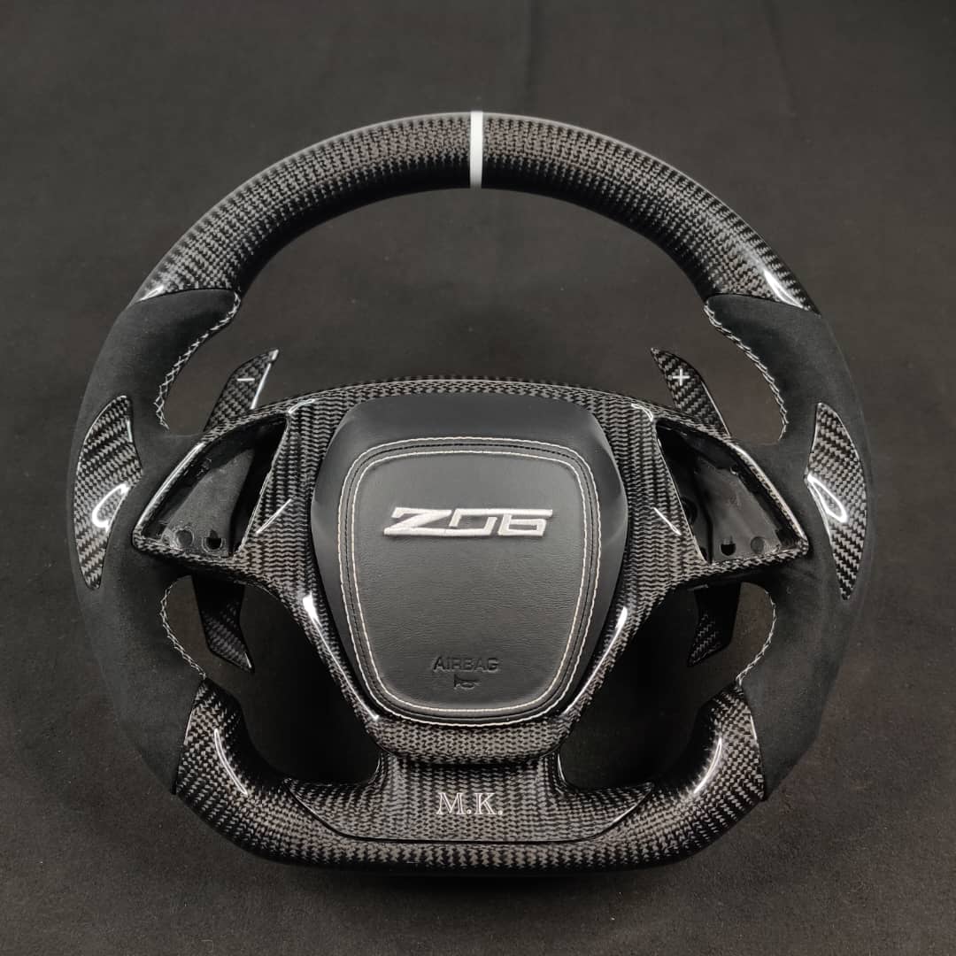 2014-2019 C7 Corvette Carbon Fiber Steering Wheel w/ LED RPM Display - AutoLEDTech.com