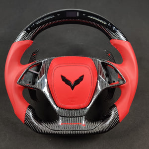2014-2019 C7 Corvette Carbon Fiber Steering Wheel w/ LED RPM Display - AutoLEDTech.com