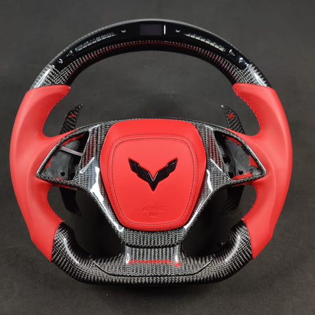 2014-2019 C7 Corvette Carbon Fiber Steering Wheel w/ LED RPM Display - AutoLEDTech.com