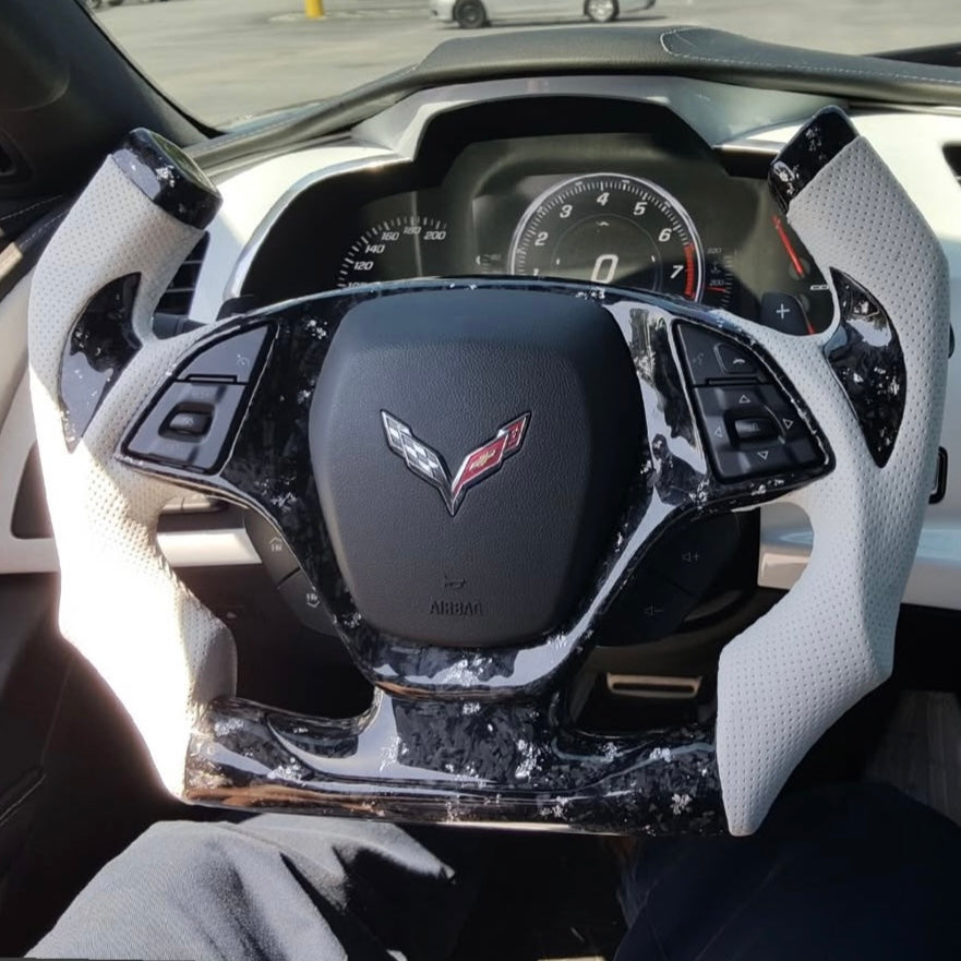 2014-2019 C7 Corvette Carbon Fiber Steering Wheel w/ LED RPM Display - AutoLEDTech.com
