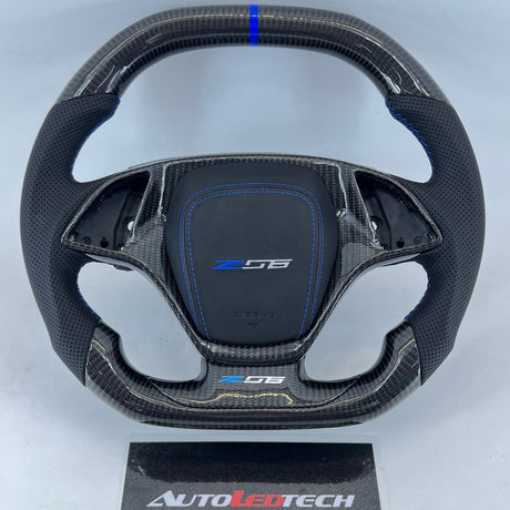 2014-2019 C7 Corvette Carbon Fiber Steering Wheel w/ LED RPM Display - AutoLEDTech.com