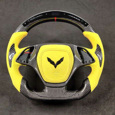 2014-2019 C7 Corvette Carbon Fiber Steering Wheel w/ LED RPM Display - AutoLEDTech.com