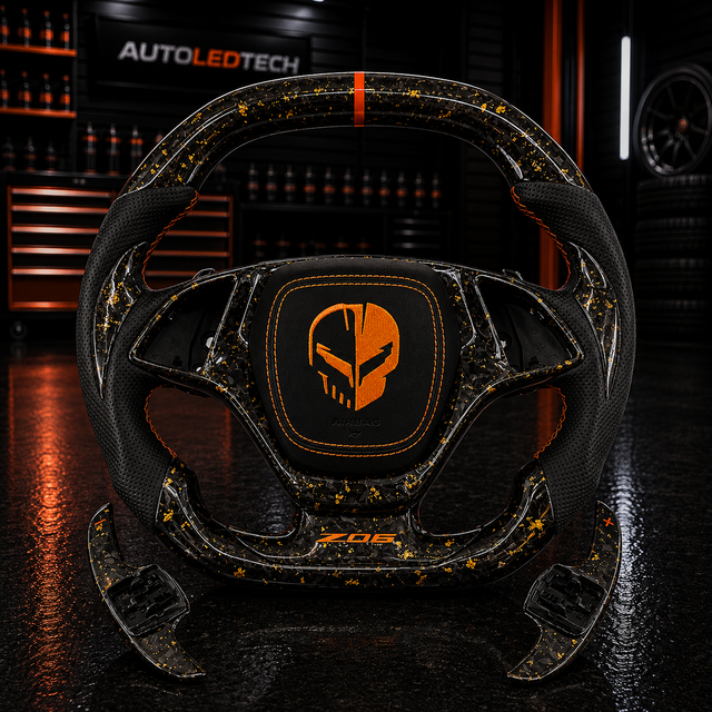 2014-2019 C7 Corvette Carbon Fiber Steering Wheel w/ LED RPM Display - AutoLEDTech.com