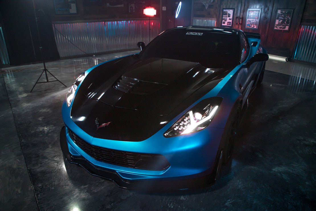 2014-2019 Chevrolet C7 Corvette LED DRL Projector Headlights - Aventador Style LED headlight kit AutoLEDTech Oracle Lighting Trendz Flow Series RGBHaloKits OneUpLighting Morimoto