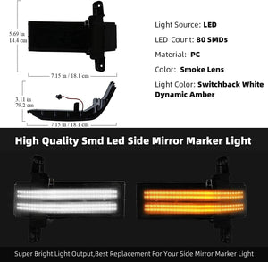 2014-2019 GMC Chevy Sierra Silverado HD Smoked Switchback LED Mirror Lights - AutoLEDTech.com