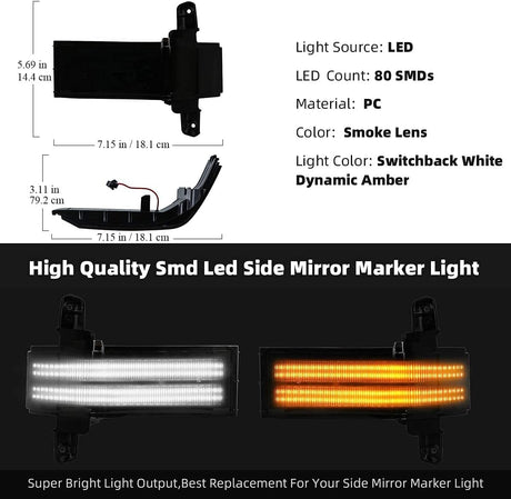 2014-2019 GMC Chevy Sierra Silverado HD Smoked Switchback LED Mirror Lights - AutoLEDTech.com