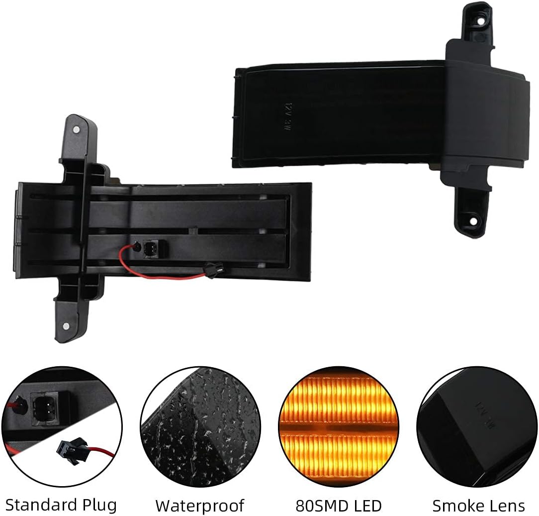 2014-2019 GMC Chevy Sierra Silverado HD Smoked Switchback LED Mirror Lights - AutoLEDTech.com