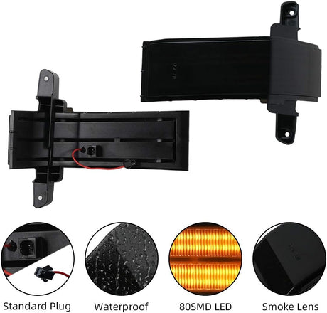 2014-2019 GMC Chevy Sierra Silverado HD Smoked Switchback LED Mirror Lights - AutoLEDTech.com