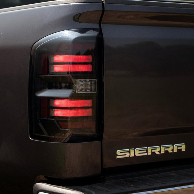 2014-2019 GMC Sierra 1500 2500 Red Smoked LED Tail Lights - Fits all models - AutoLEDTech.com