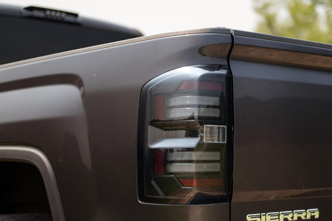 2014-2019 GMC Sierra 1500 2500 Red Smoked LED Tail Lights - Fits all models - AutoLEDTech.com