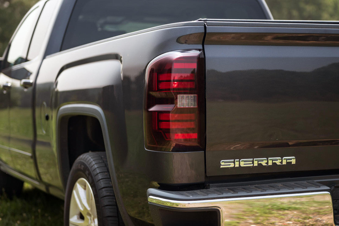 2014-2019 GMC Sierra 1500 2500 Red Smoked LED Tail Lights - Fits all models - AutoLEDTech.com