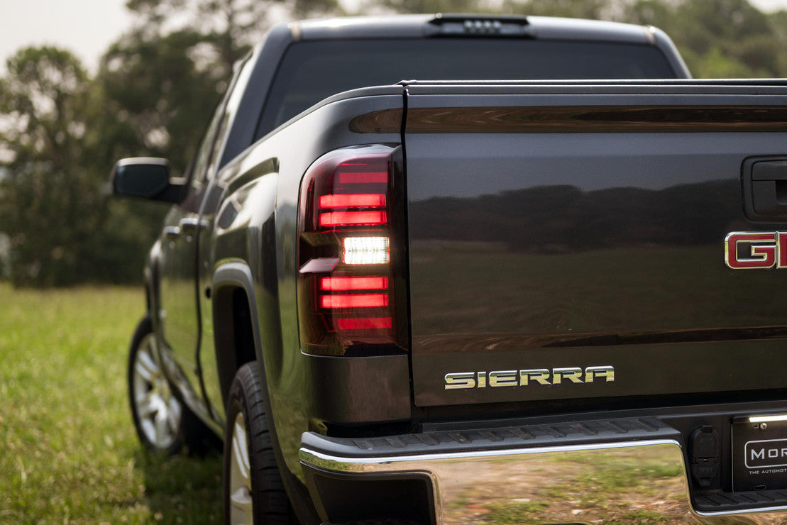 2014-2019 GMC Sierra 1500 2500 Red Smoked LED Tail Lights - Fits all models - AutoLEDTech.com