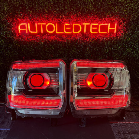 2014-2019 GMC Sierra HD RGBW Flow Series LED DRL Headlights - AutoLEDTech.com