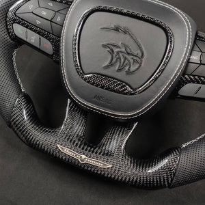 2014-2021 Jeep Trackhawk SRT Custom Carbon Fiber Steering Wheel w/ LED RPM Display - AutoLEDTech.com