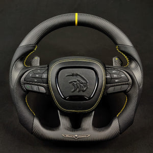 2014-2021 Jeep Trackhawk SRT Custom Carbon Fiber Steering Wheel w/ LED RPM Display - AutoLEDTech.com