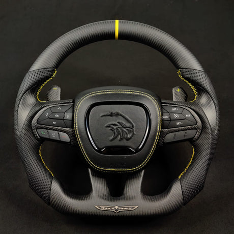 2014-2021 Jeep Trackhawk SRT Custom Carbon Fiber Steering Wheel w/ LED RPM Display - AutoLEDTech.com
