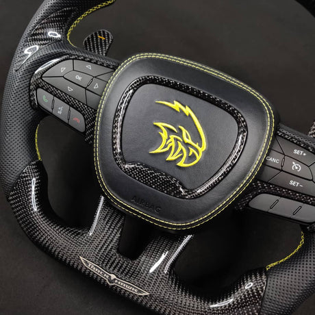 2014-2021 Jeep Trackhawk SRT Custom Carbon Fiber Steering Wheel w/ LED RPM Display - AutoLEDTech.com
