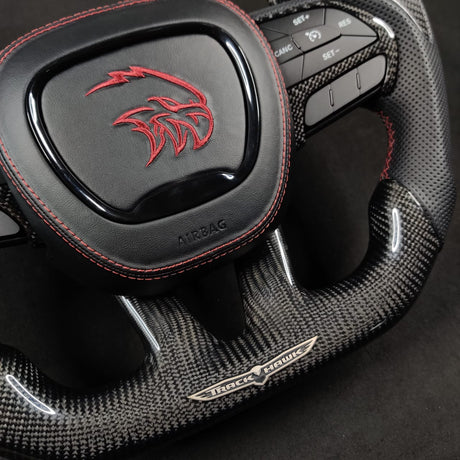 2014-2021 Jeep Trackhawk SRT Custom Carbon Fiber Steering Wheel w/ LED RPM Display - AutoLEDTech.com