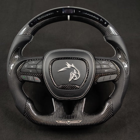 2014-2021 Jeep Trackhawk SRT Custom Carbon Fiber Steering Wheel w/ LED RPM Display - AutoLEDTech.com