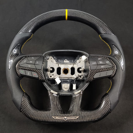 2014-2021 Jeep Trackhawk SRT Custom Carbon Fiber Steering Wheel w/ LED RPM Display - AutoLEDTech.com