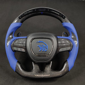 2014-2021 Jeep Trackhawk SRT Custom Carbon Fiber Steering Wheel w/ LED RPM Display - AutoLEDTech.com