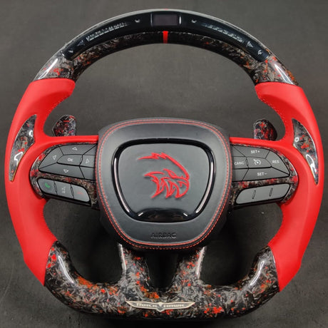 2014-2021 Jeep Trackhawk SRT Custom Carbon Fiber Steering Wheel w/ LED RPM Display - AutoLEDTech.com