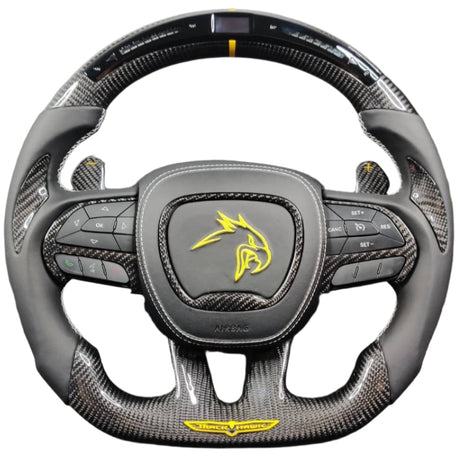 2014-2021 Jeep Trackhawk SRT Custom Carbon Fiber Steering Wheel w/ LED RPM Display - AutoLEDTech.com