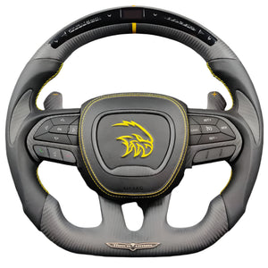 2014-2021 Jeep Trackhawk SRT Custom Carbon Fiber Steering Wheel w/ LED RPM Display - AutoLEDTech.com