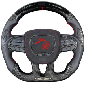 2014-2021 Jeep Trackhawk SRT Custom Carbon Fiber Steering Wheel w/ LED RPM Display - AutoLEDTech.com