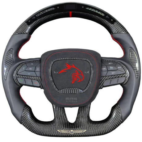 2014-2021 Jeep Trackhawk SRT Custom Carbon Fiber Steering Wheel w/ LED RPM Display - AutoLEDTech.com