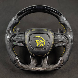 2014-2021 Jeep Trackhawk SRT Custom Carbon Fiber Steering Wheel w/ LED RPM Display - AutoLEDTech.com