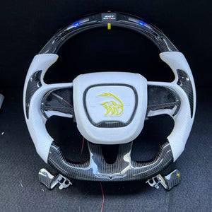 2014-2021 Jeep Trackhawk SRT Custom Carbon Fiber Steering Wheel w/ LED RPM Display - AutoLEDTech.com