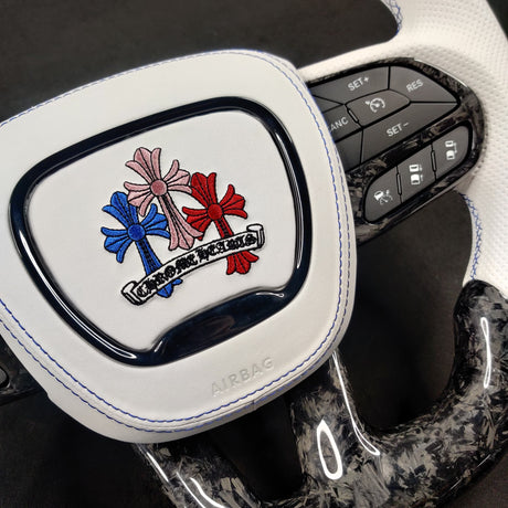 2014-2021 Jeep Trackhawk SRT Custom Carbon Fiber Steering Wheel w/ LED RPM Display - AutoLEDTech.com