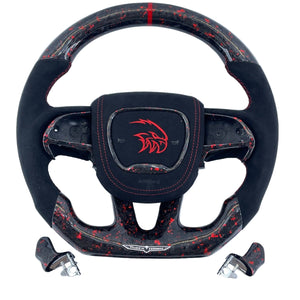 2014-2021 Jeep Trackhawk SRT Custom Carbon Fiber Steering Wheel w/ LED RPM Display - AutoLEDTech.com