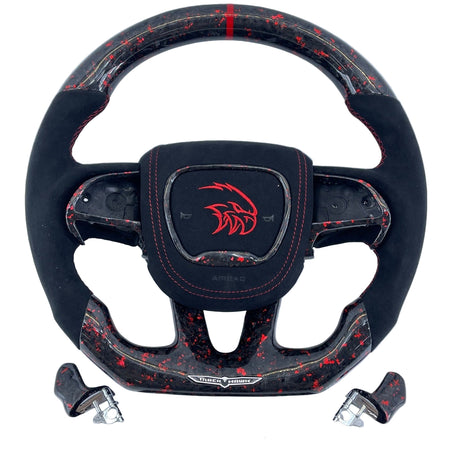 2014-2021 Jeep Trackhawk SRT Custom Carbon Fiber Steering Wheel w/ LED RPM Display - AutoLEDTech.com