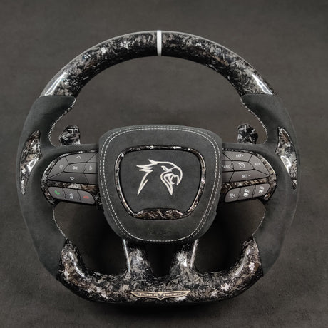 2014-2021 Jeep Trackhawk SRT Custom Carbon Fiber Steering Wheel w/ LED RPM Display - AutoLEDTech.com