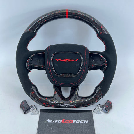 2014-2021 Jeep Trackhawk SRT Custom Carbon Fiber Steering Wheel w/ LED RPM Display - AutoLEDTech.com