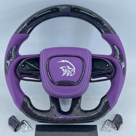 2014-2021 Jeep Trackhawk SRT Custom Carbon Fiber Steering Wheel w/ LED RPM Display - AutoLEDTech.com
