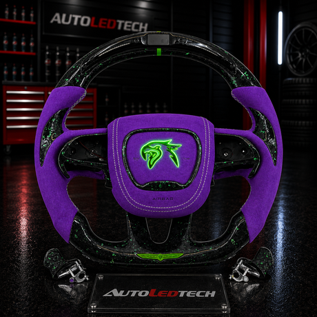 2014-2021 Jeep Trackhawk SRT Custom Carbon Fiber LED Steering Wheel - AutoLEDTech.com