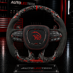 2014-2021 Jeep Trackhawk SRT Custom Carbon Fiber LED Steering Wheel - AutoLEDTech.com