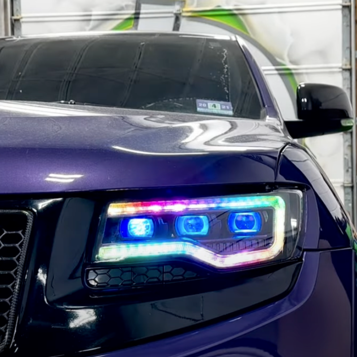 2014-2022 Jeep Grand Cherokee WK2 RGBW Flow Series XB LED DRL Projector Headlights - AutoLEDTech.com