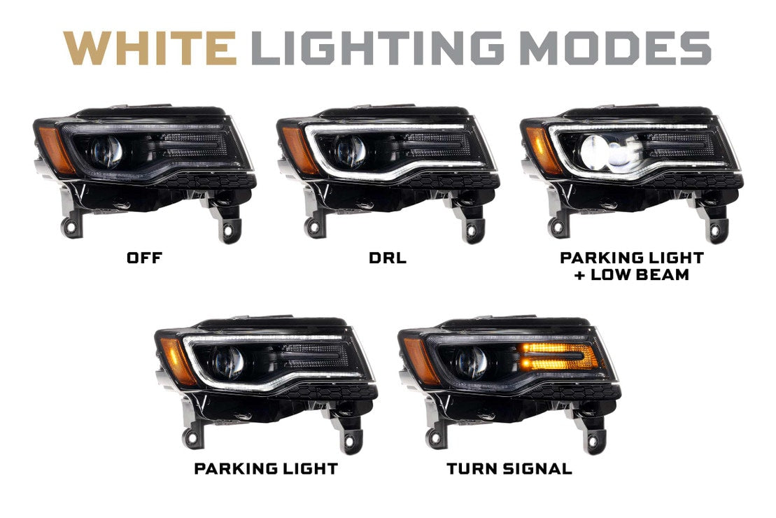 2014-2022 Jeep Grand Cherokee XB LED DRL Projector Headlights - AutoLEDTech.com