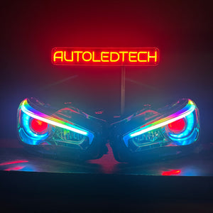 2014-2024 Infiniti Q50 RGBW Flow Series LED DRL Prebuilt Custom Headlights - AutoLEDTech.com